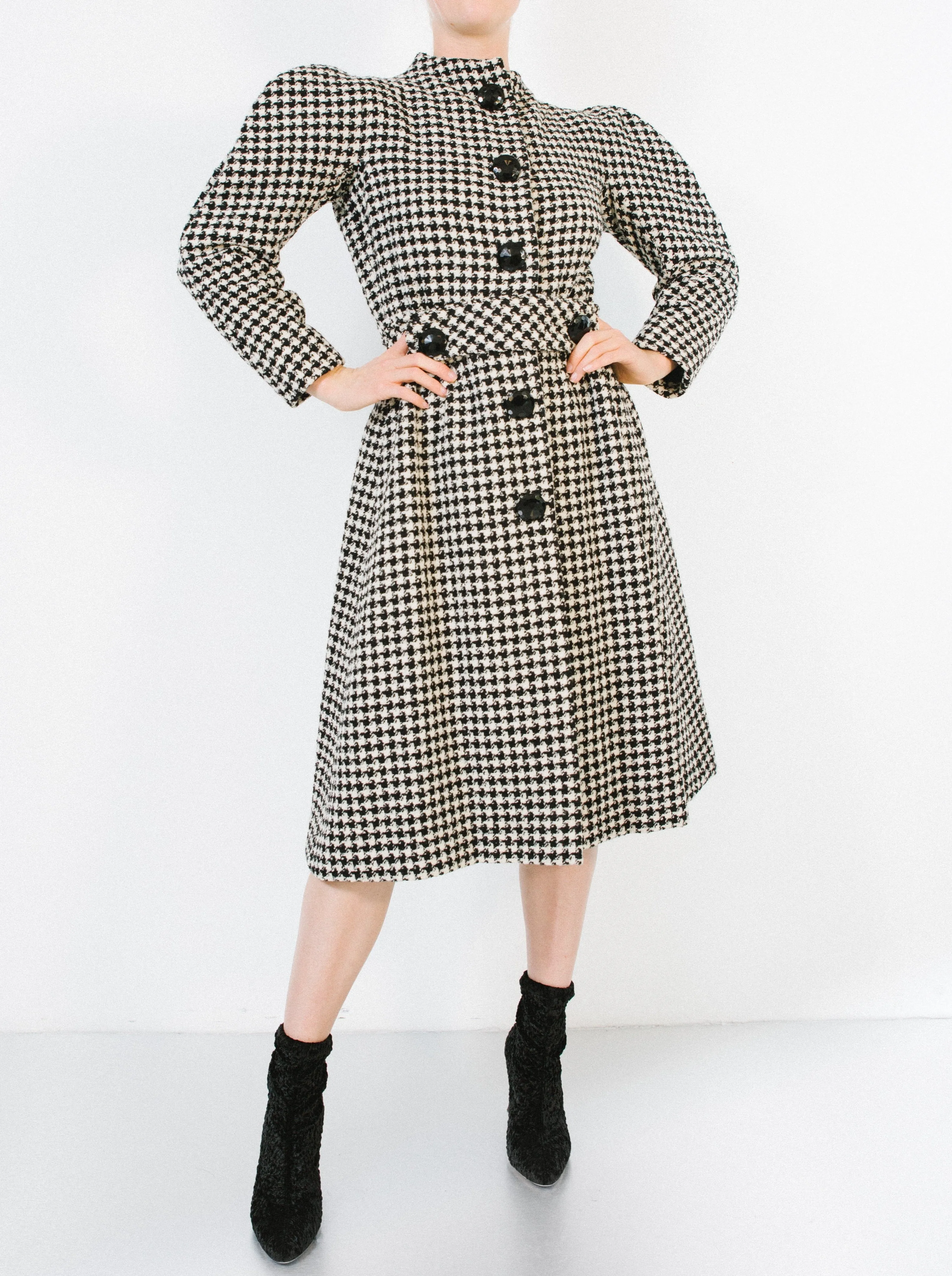 Arnold Scaasi Houndstooth Coat Dress