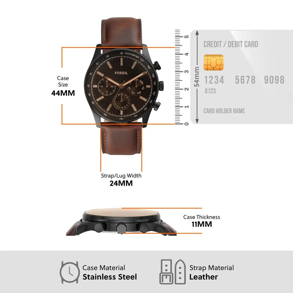 Fossil Sullivan Black Dial Men 44mm