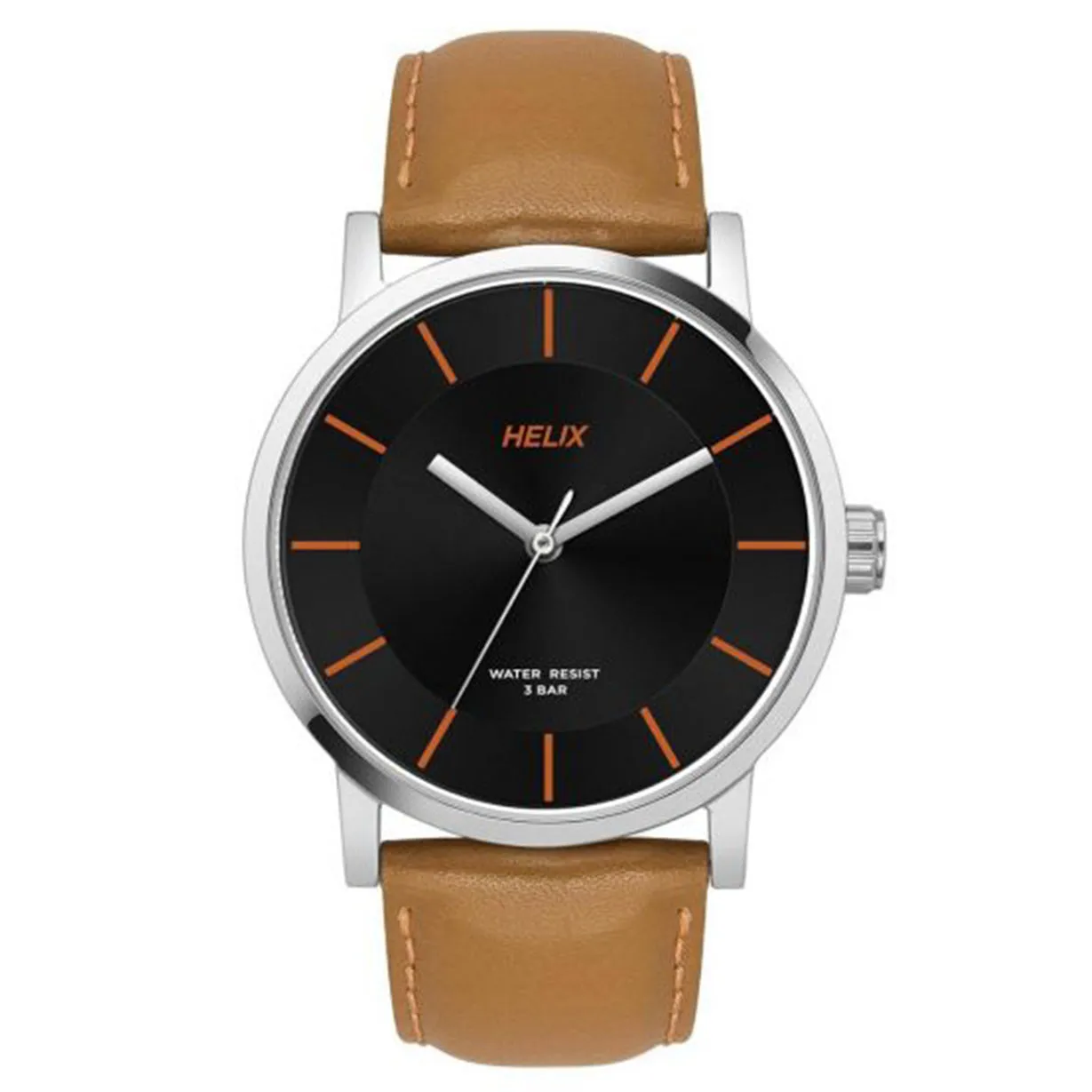 Helix Analog Men Black Dial Leather