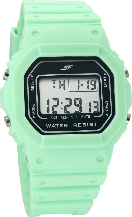 Hexa Green Digital Dial Polyurethane Strap