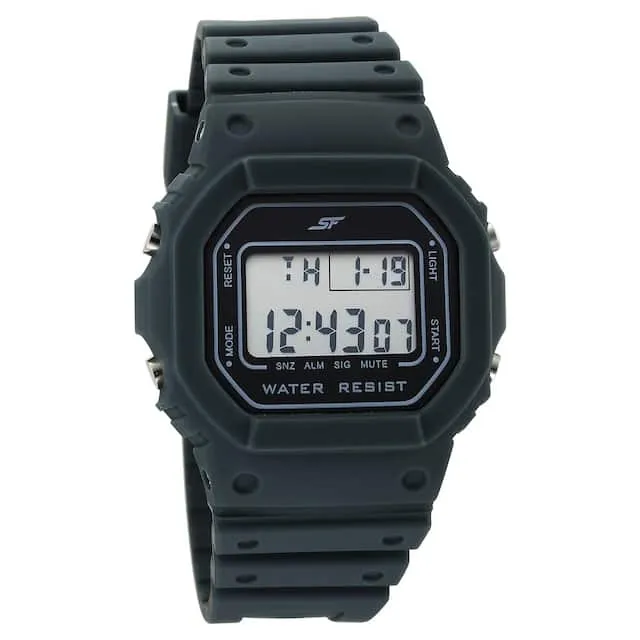 Hexa Grey Digital Dial Polyurethane Strap