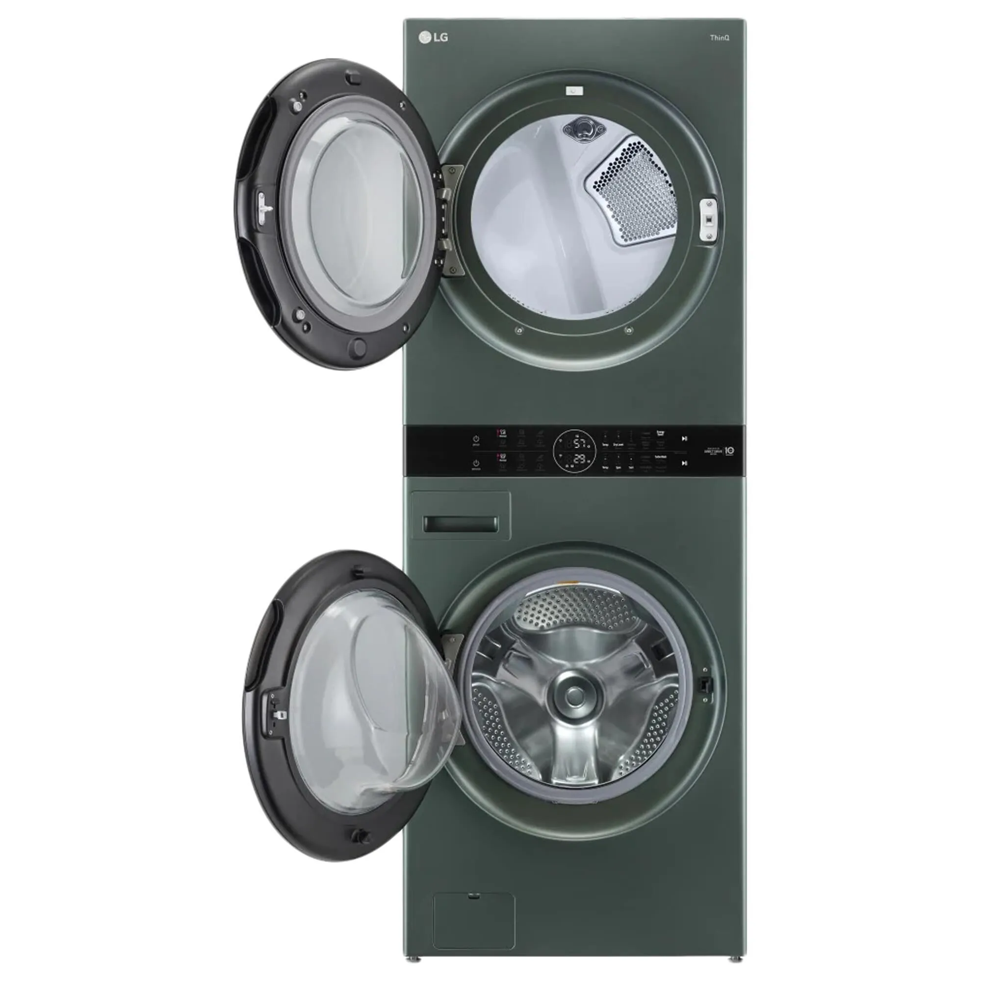LG Single Unit Washtower with Center Control In Nature Green and Wi-Fi Enabled Steam Clothing Styler