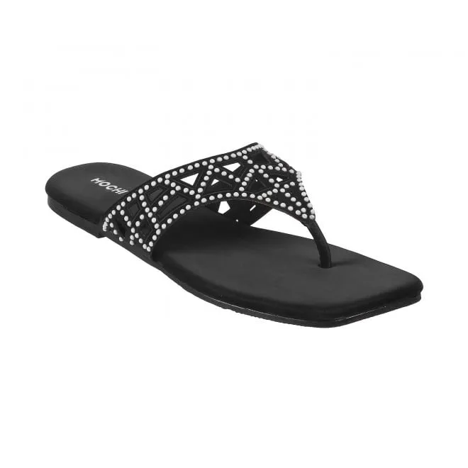 Mochi Women Black Casual Slippers