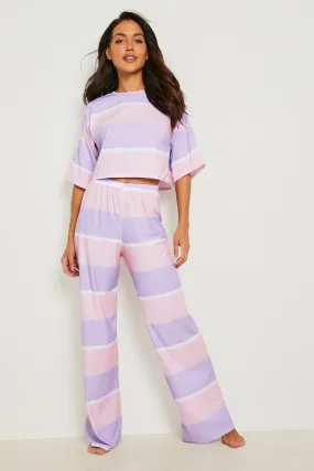 Pastel Stripe Pj T-shirt & Trouser Set