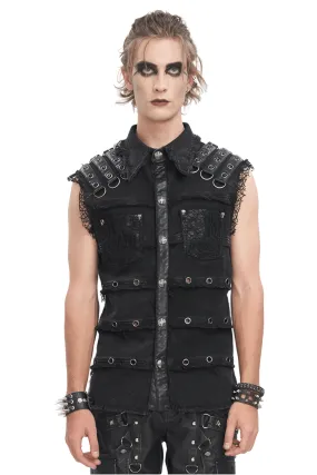 Punk Style Sleeveless Black Studded Vest for Men