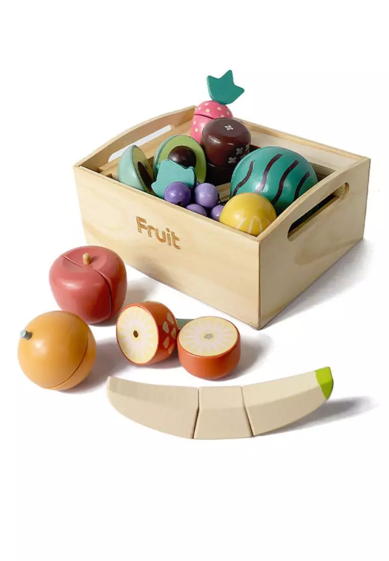 Stitches & Tweed Wooden Play Food for Kids Kitchen, Food Fruits Toy Set